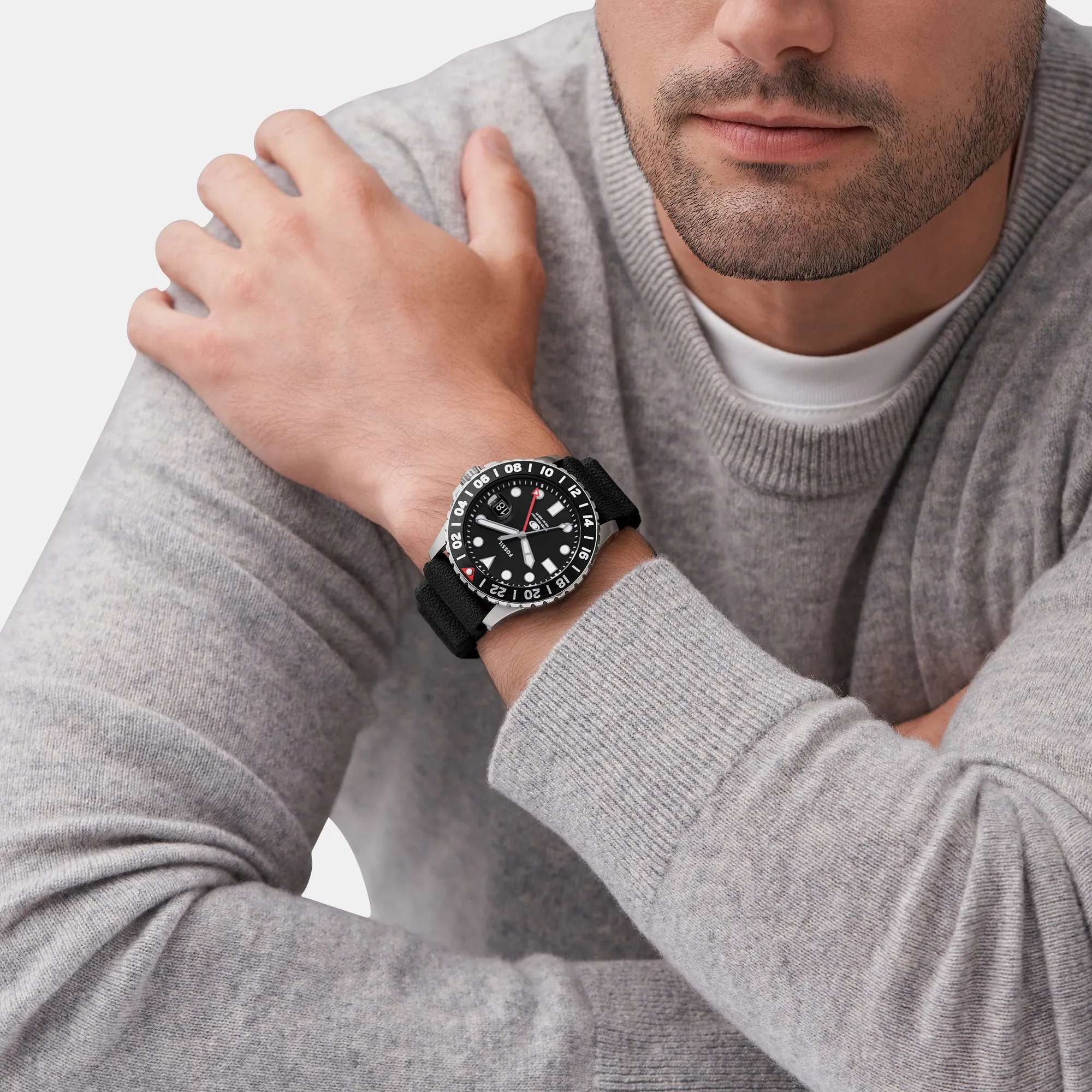 Men Quartz Black Dial Analog Silicone Watch FS6036