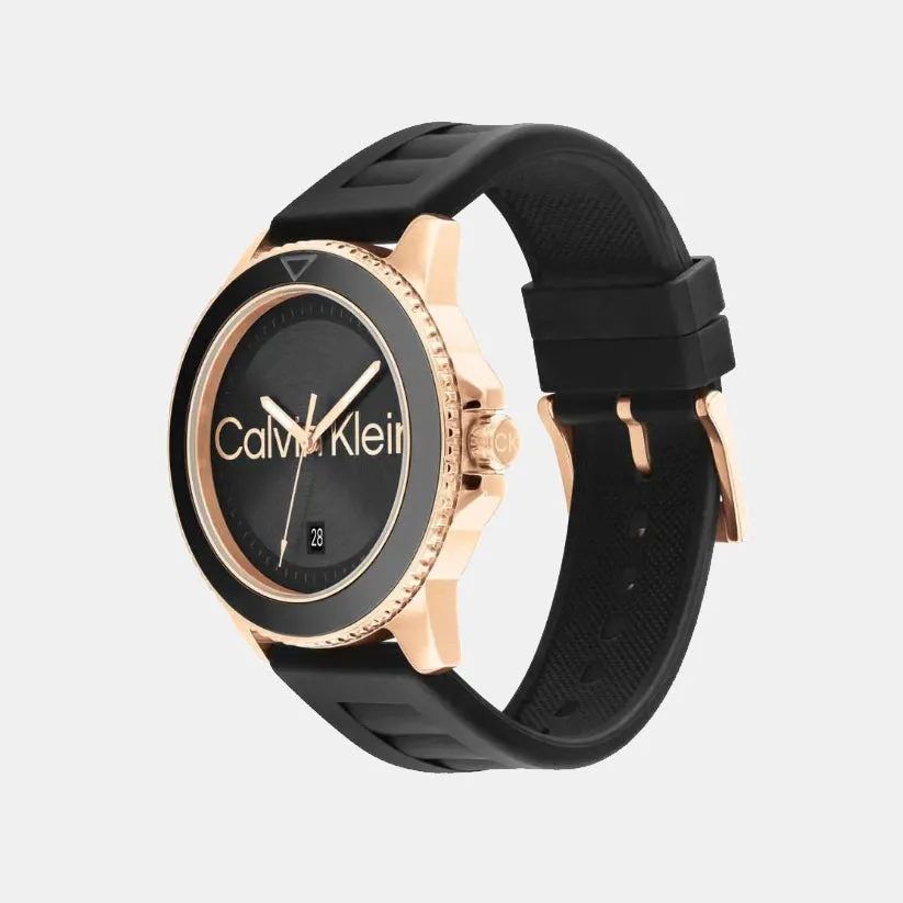 Men Quartz Black Dial Analog Stainless Steel Watch 25200425