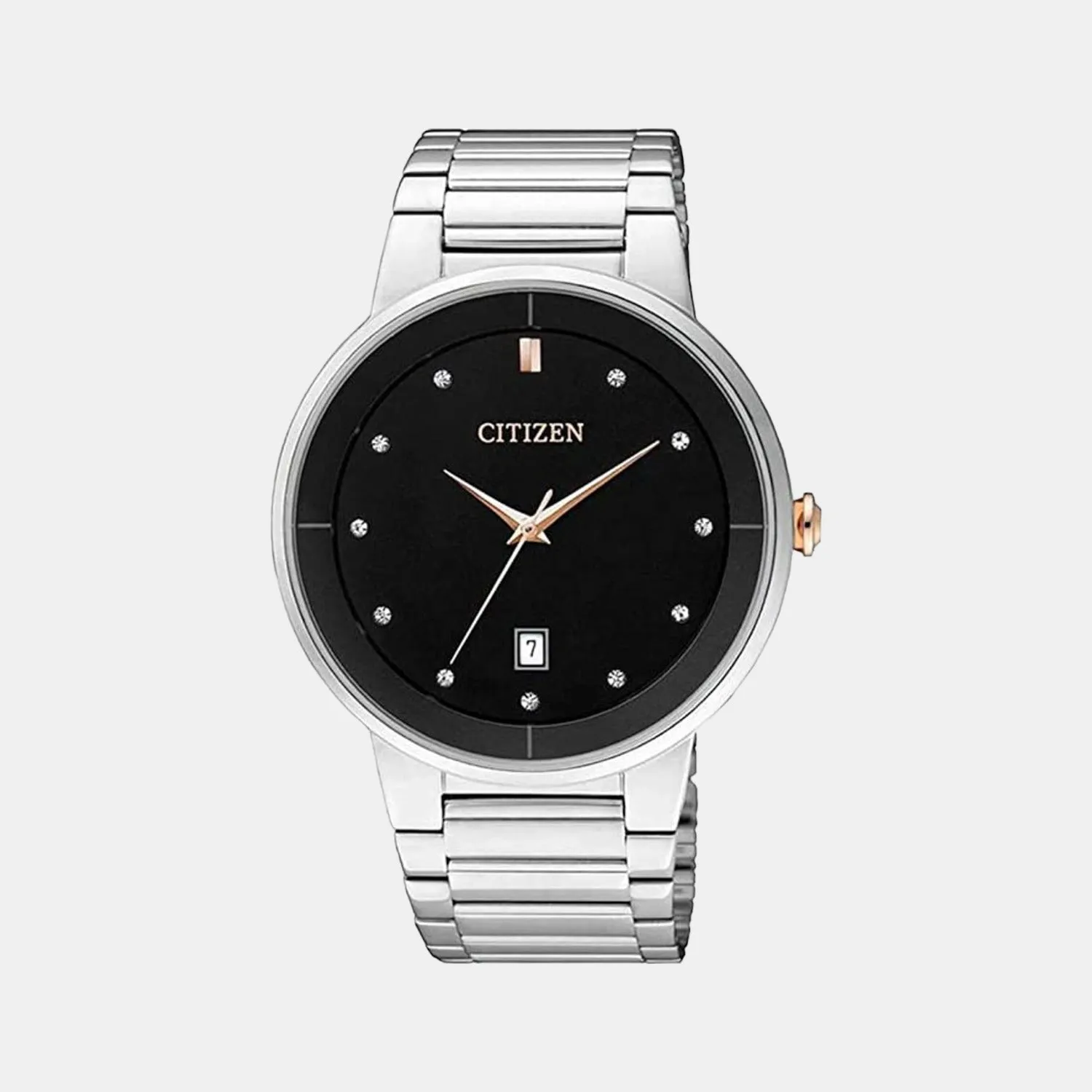 Men Quartz Black Dial Analog Stainless Steel Watch BI5014-58E
