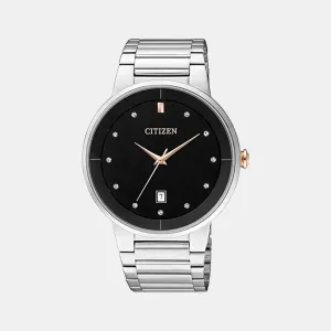 Men Quartz Black Dial Analog Stainless Steel Watch BI5014-58E