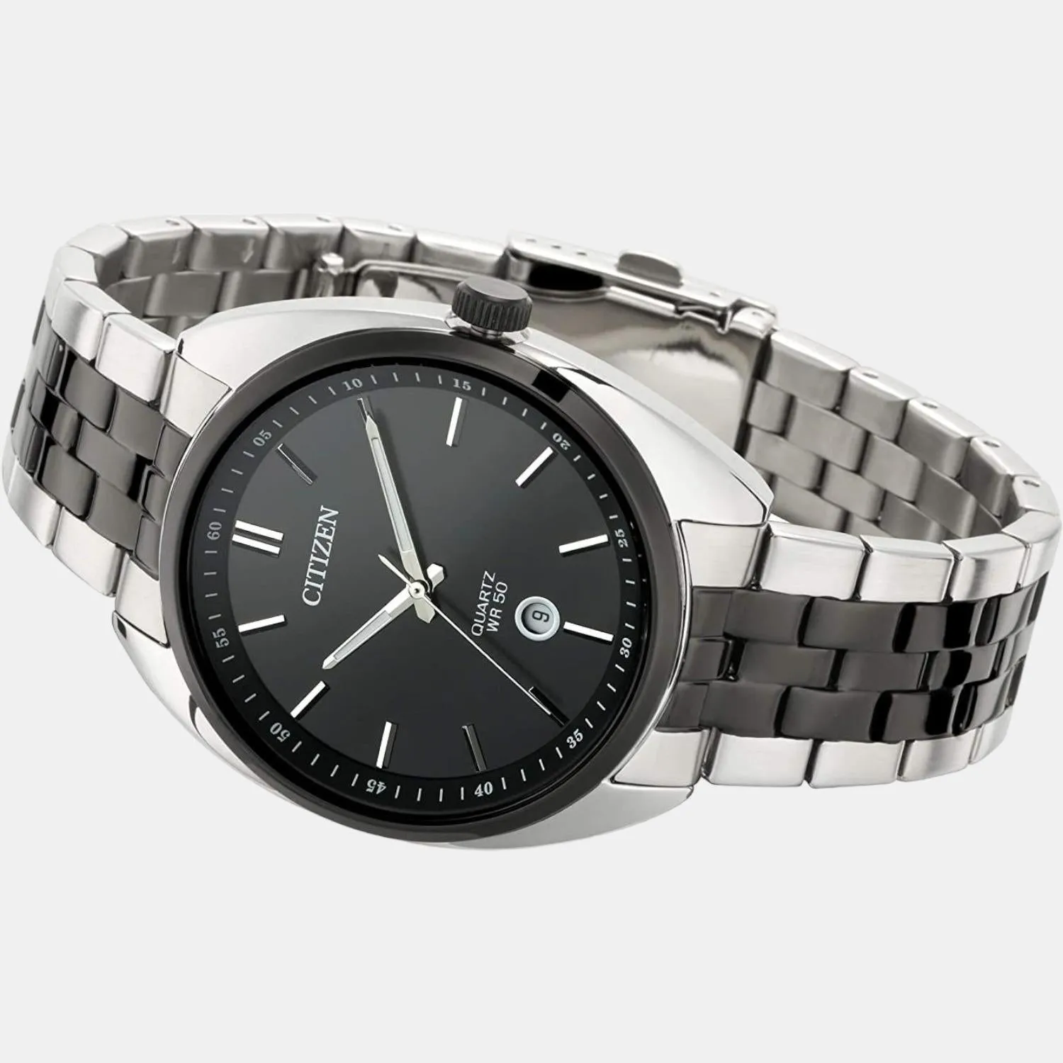 Men Quartz Black Dial Analog Stainless Steel Watch BI5098-58E