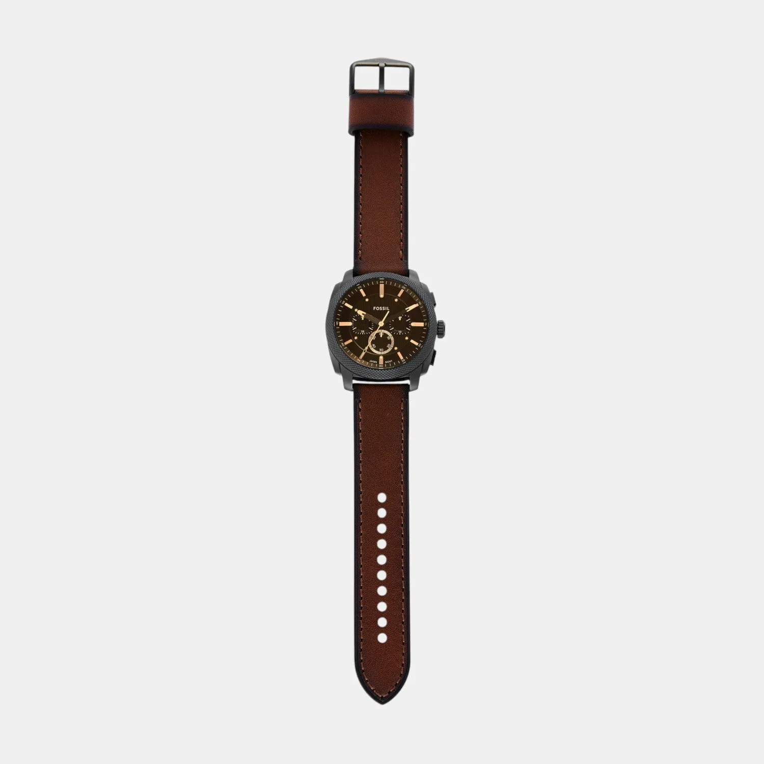 Men Quartz Black Dial Chronograph Leather Watch FS6101