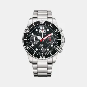 Men Quartz Black Dial Chronograph Stainless Steel Watch AI7000-83E