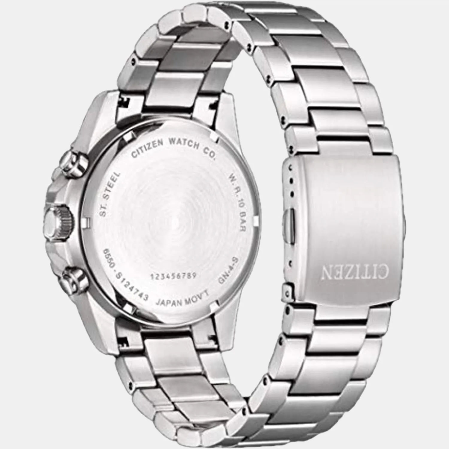 Men Quartz Black Dial Chronograph Stainless Steel Watch AI7000-83E