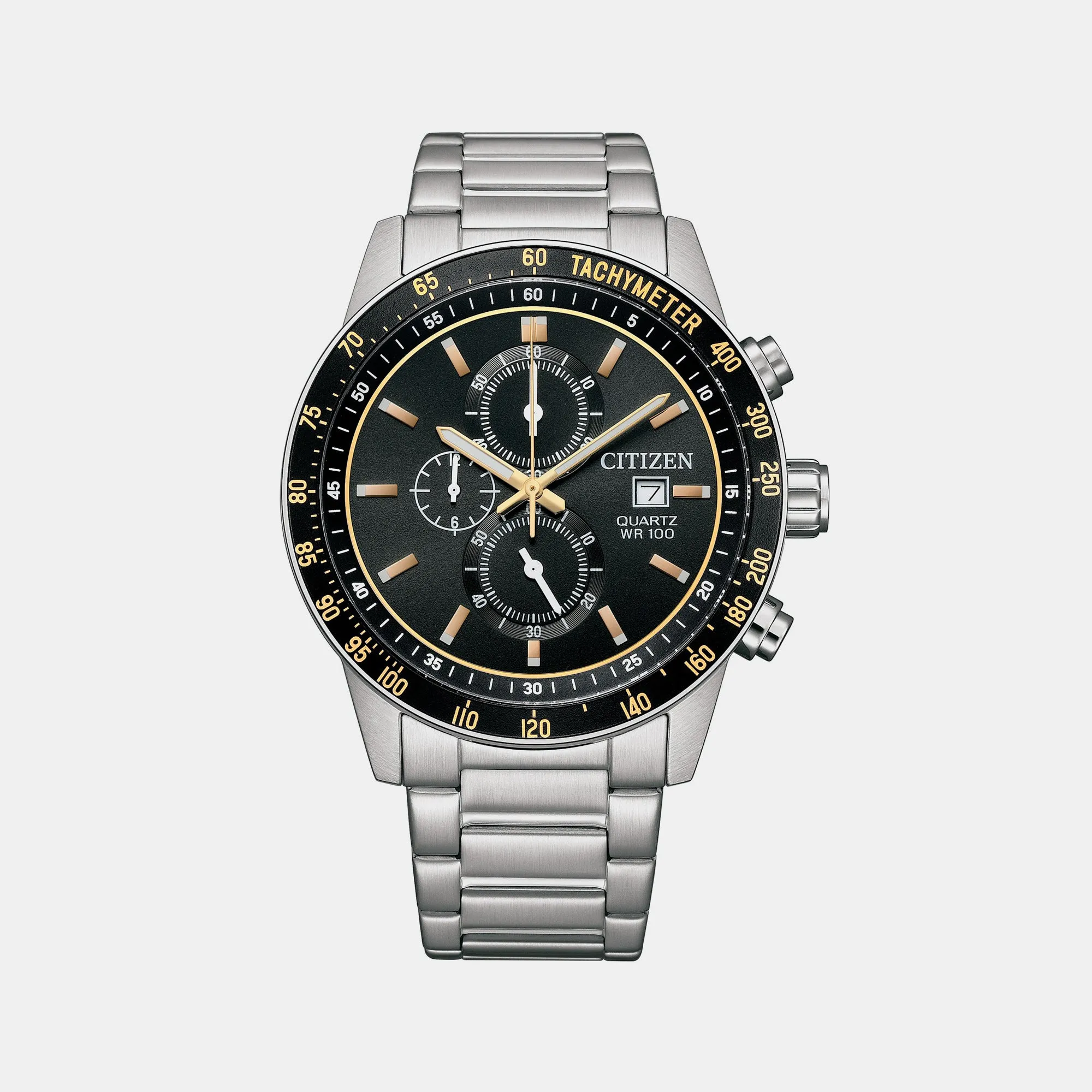 Men Quartz Black Dial Chronograph Stainless Steel Watch AN3681-57E