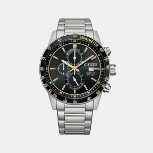 Men Quartz Black Dial Chronograph Stainless Steel Watch AN3681-57E