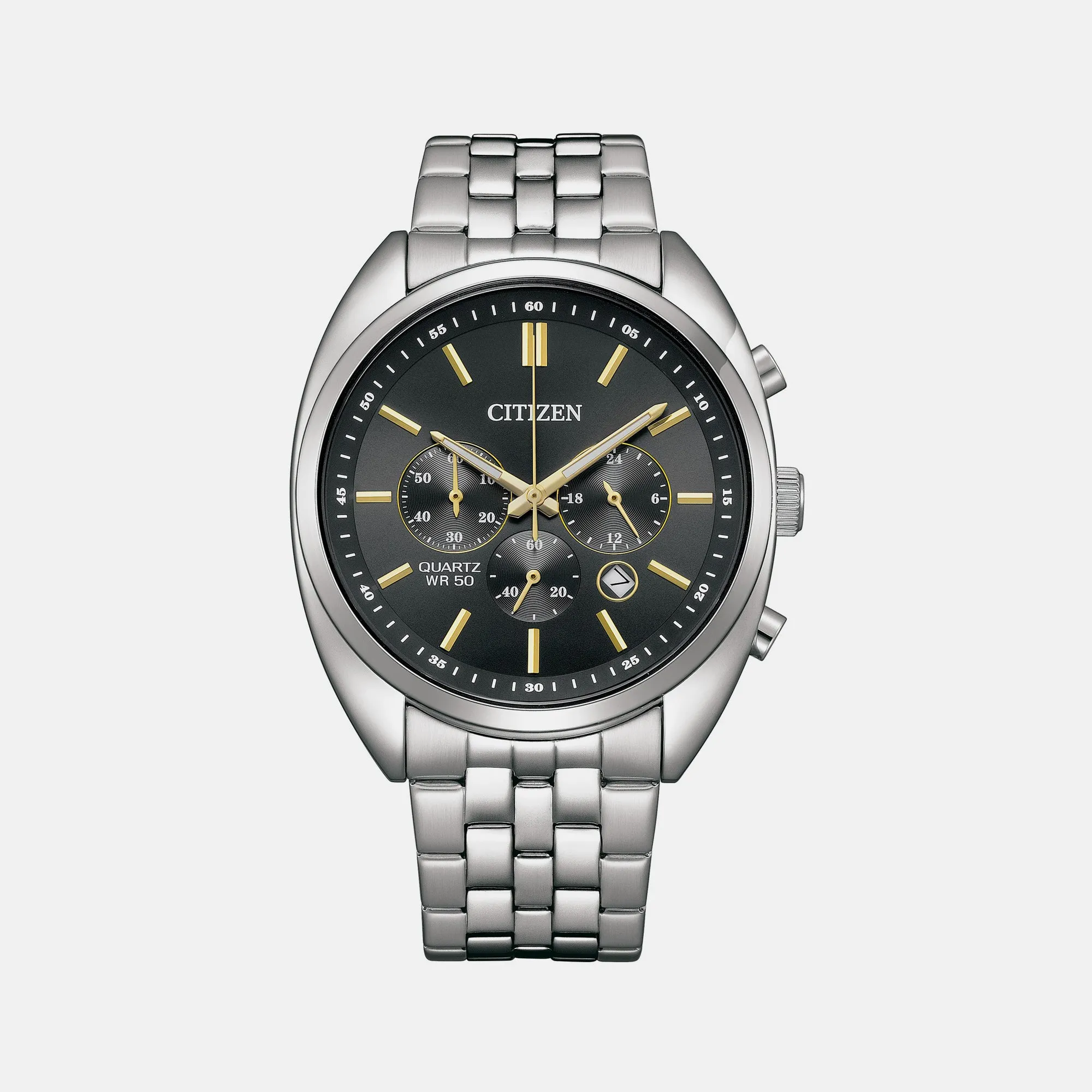 Men Quartz Black Dial Chronograph Stainless Steel Watch AN8210-56E