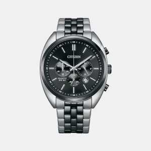 Men Quartz Black Dial Chronograph Stainless Steel Watch AN8218-54E