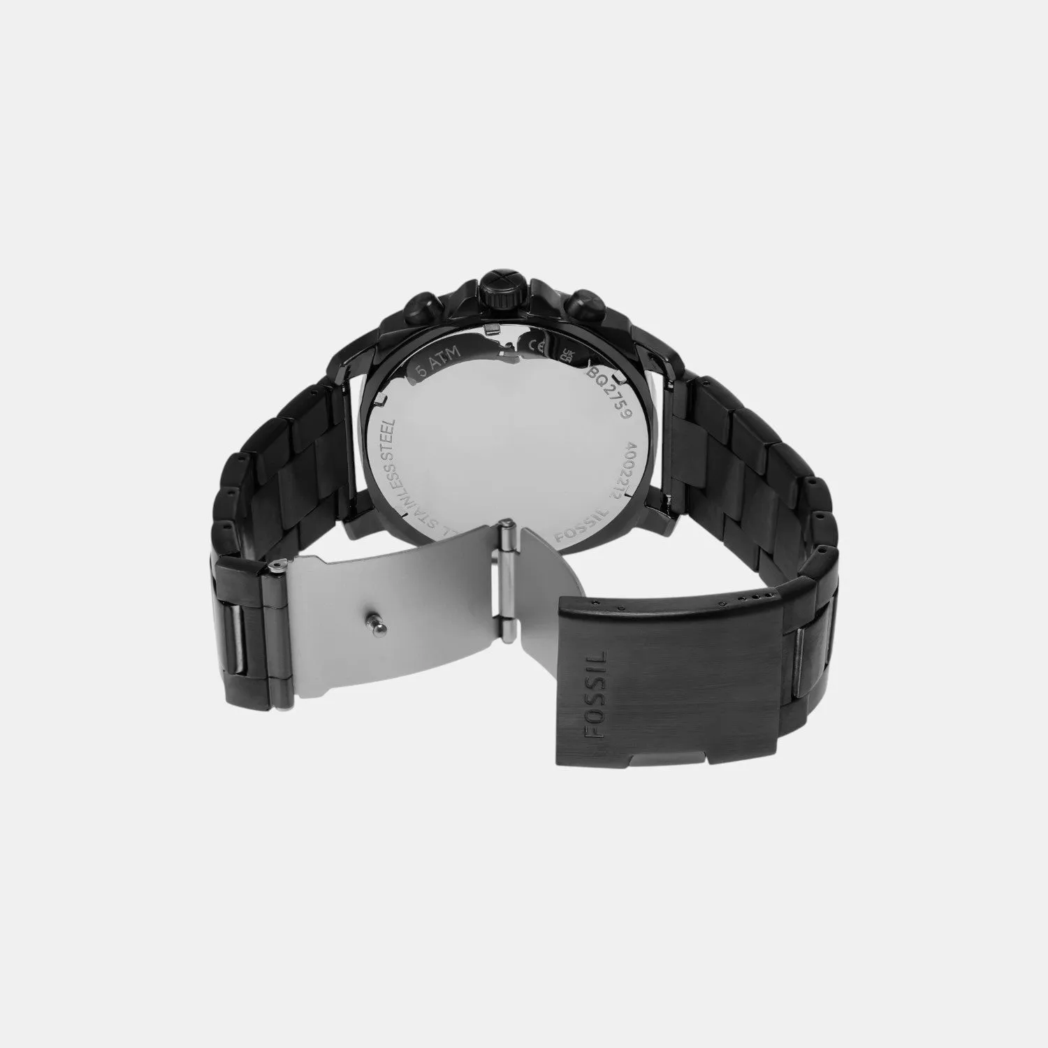 Men Quartz Black Dial Chronograph Stainless Steel Watch BQ2759