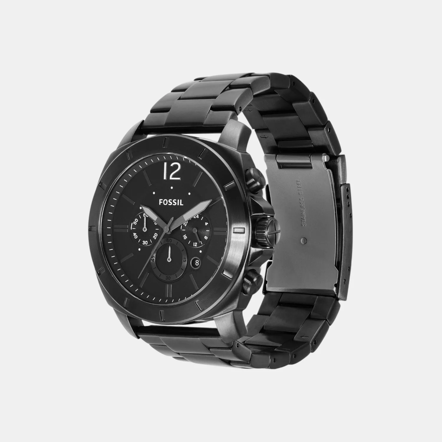 Men Quartz Black Dial Chronograph Stainless Steel Watch BQ2759