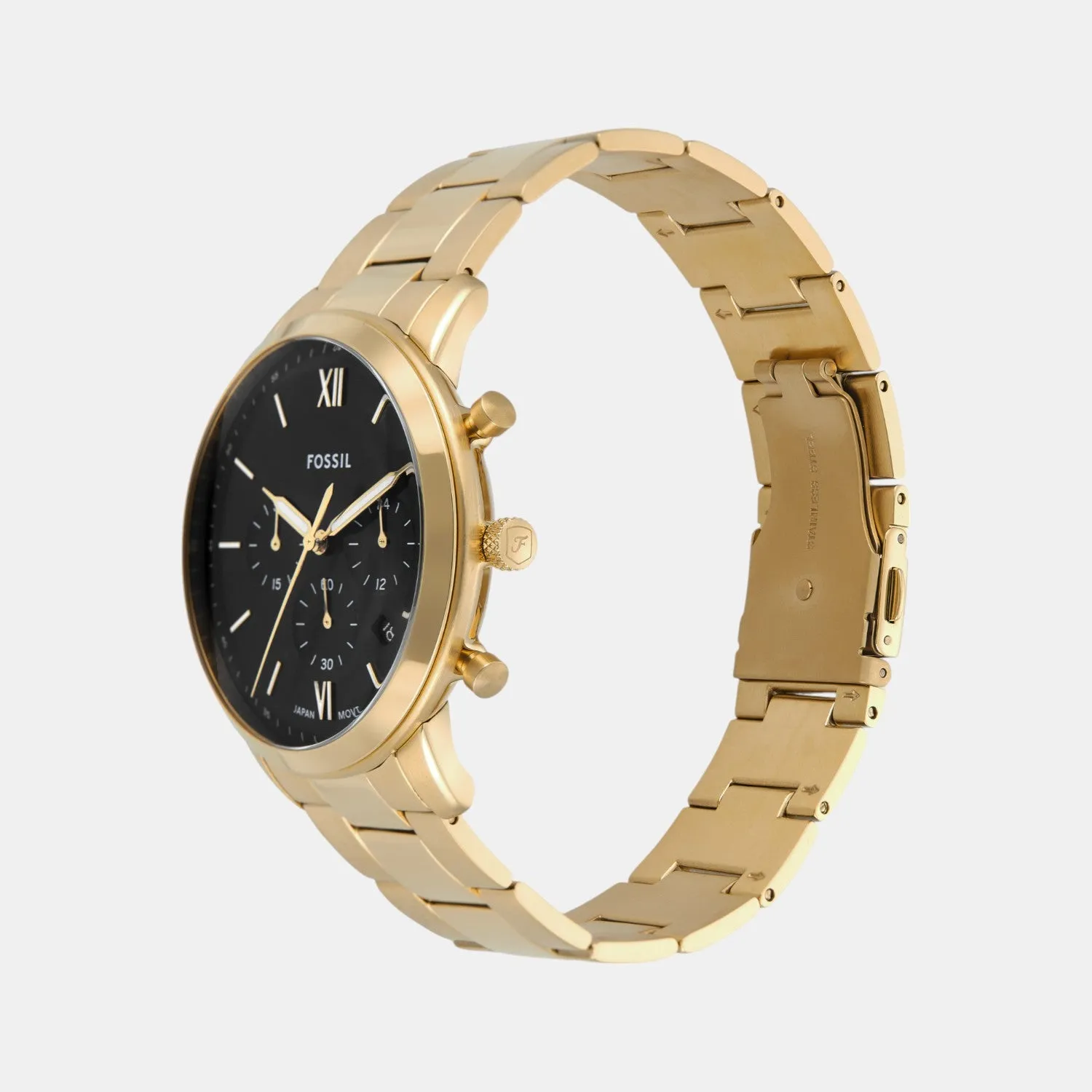 Men Quartz Black Dial Chronograph Stainless Steel Watch FS6093
