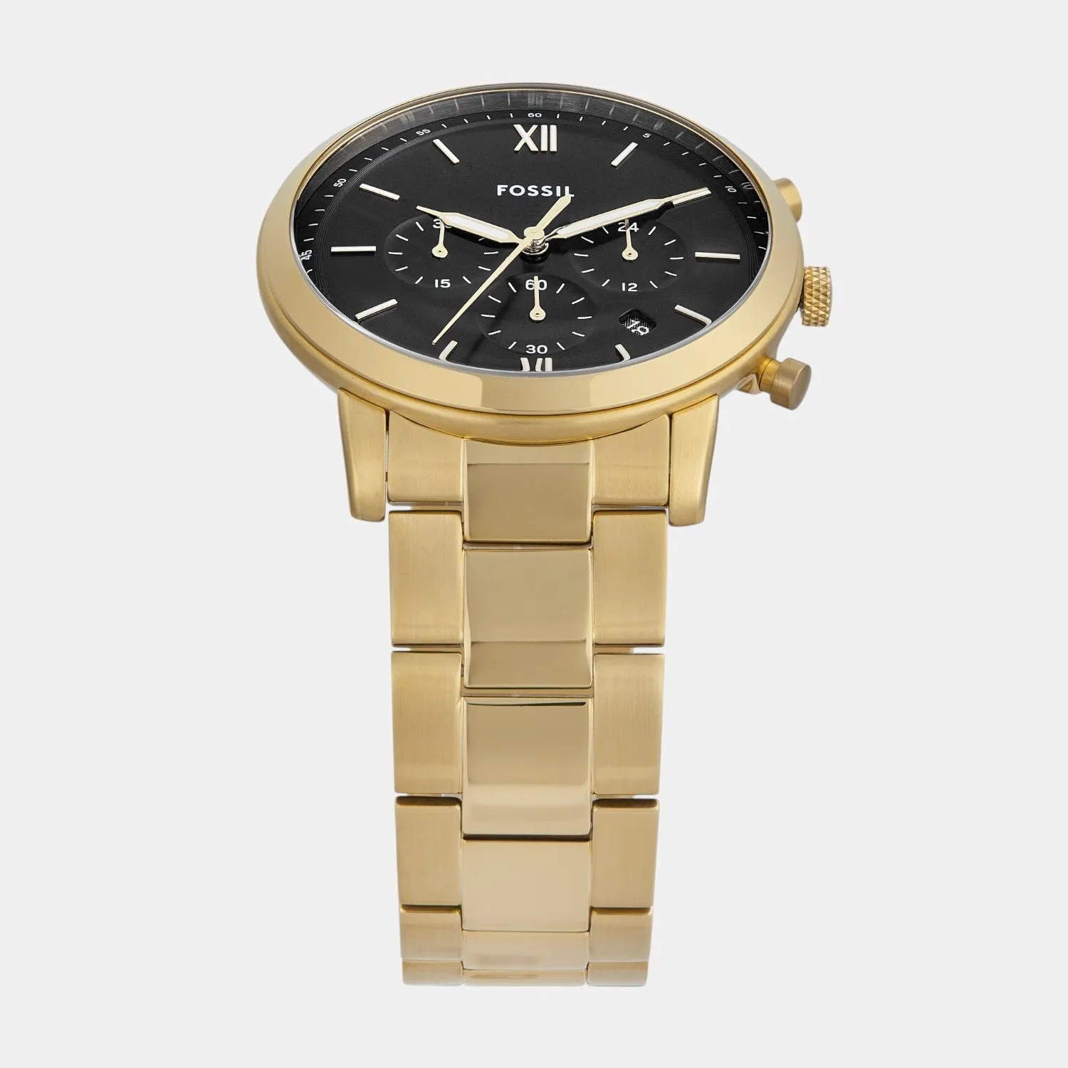 Men Quartz Black Dial Chronograph Stainless Steel Watch FS6093
