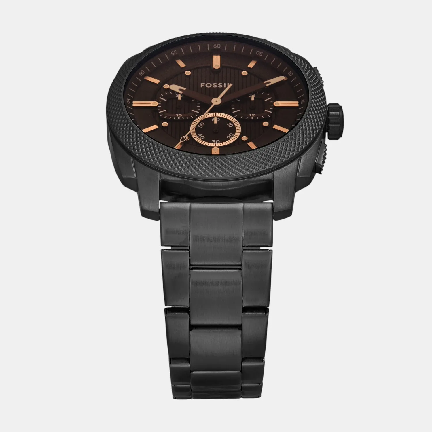 Men Quartz Black Dial Chronograph Stainless Steel Watch FS6097