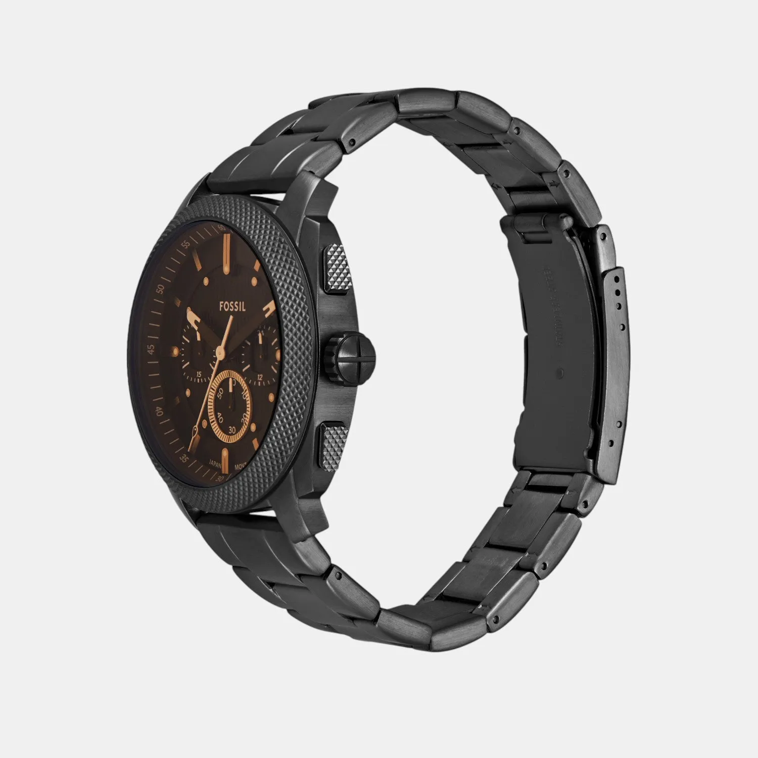 Men Quartz Black Dial Chronograph Stainless Steel Watch FS6097