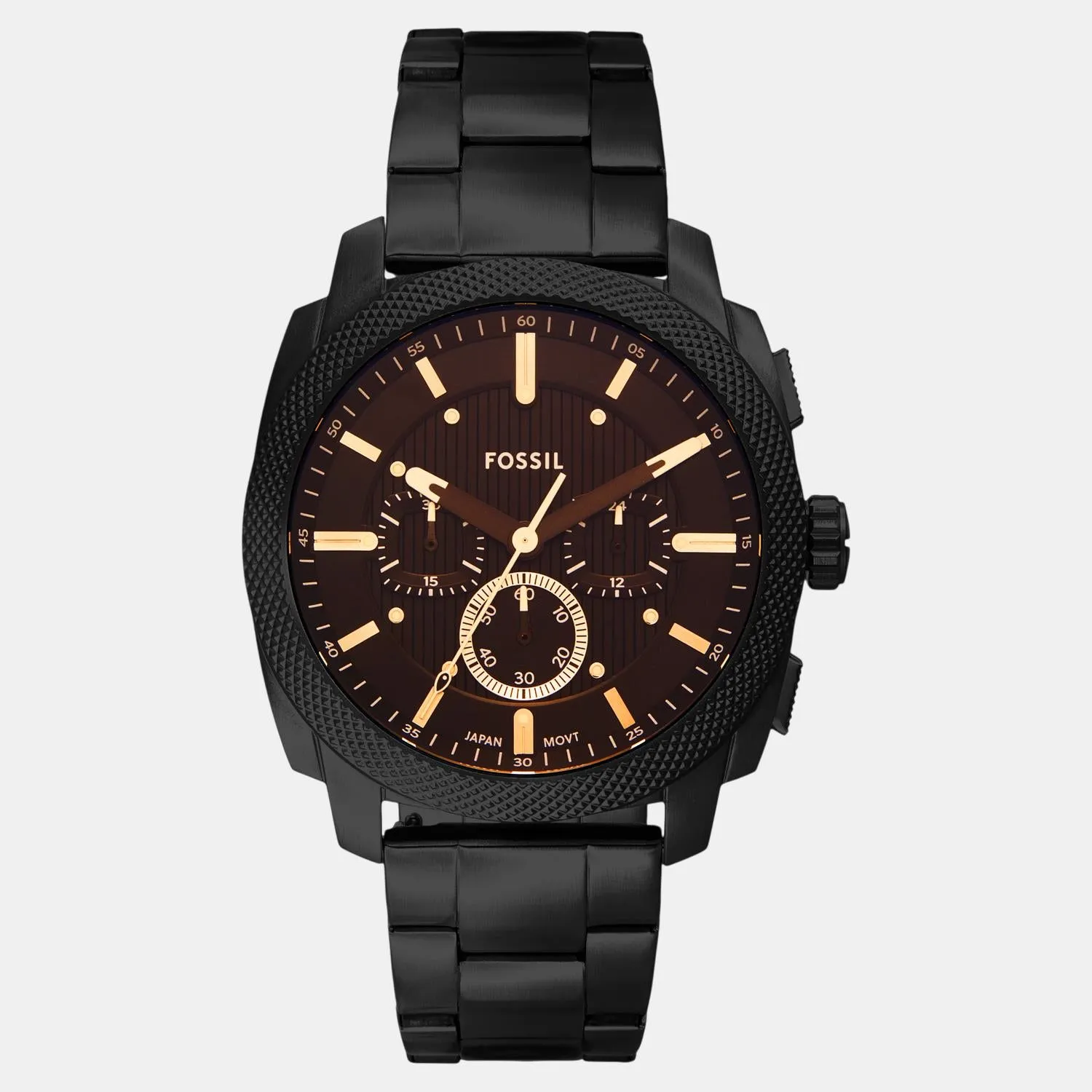 Men Quartz Black Dial Chronograph Stainless Steel Watch FS6097