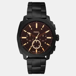 Men Quartz Black Dial Chronograph Stainless Steel Watch FS6097