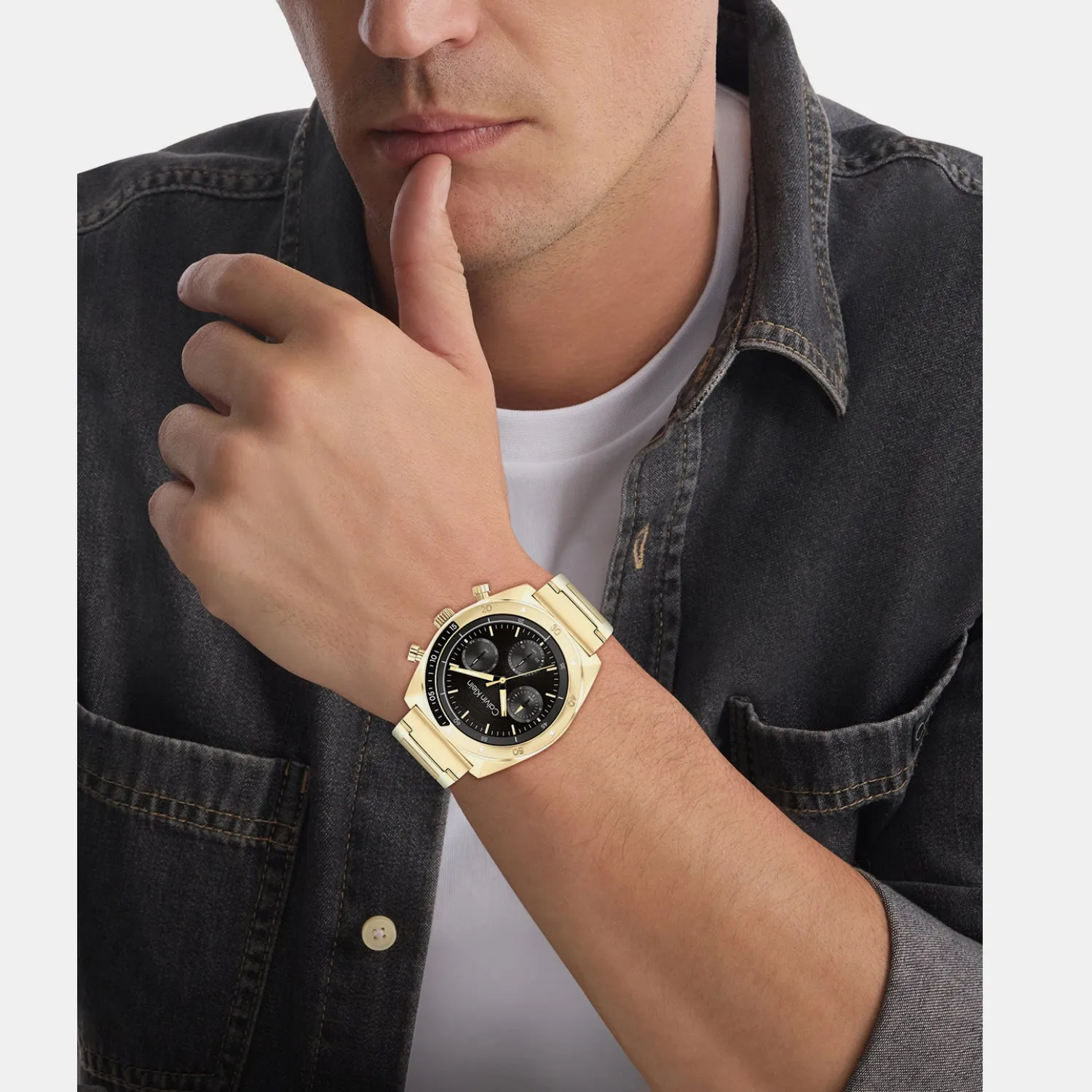 Men Quartz Black Dial Multi-Function Stainless Steel Watch 25200465