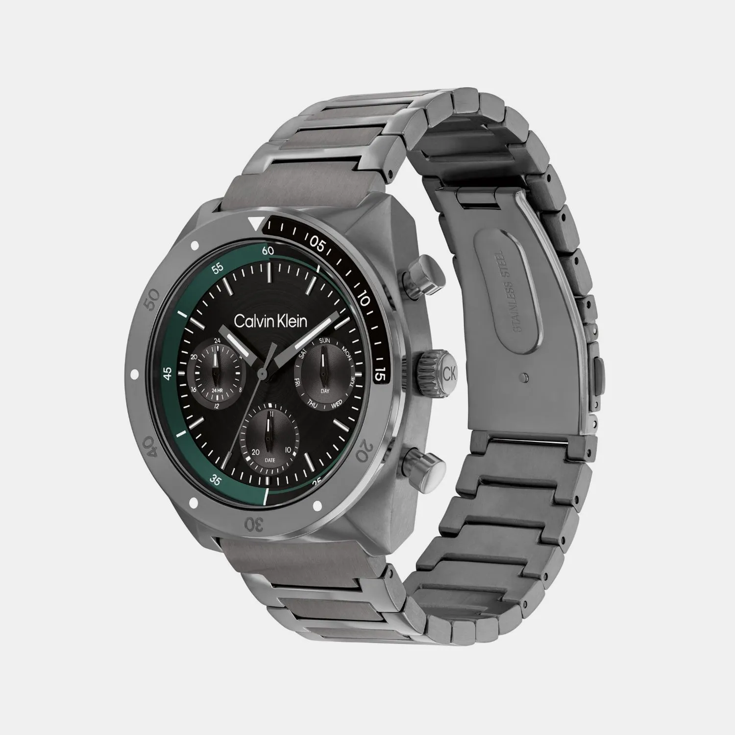 Men Quartz Black Dial Multi-Function Stainless Steel Watch 25200466