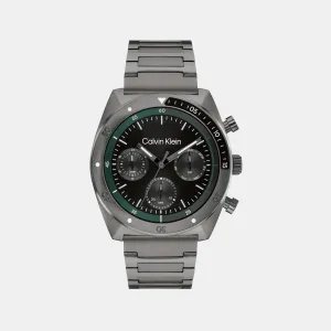 Men Quartz Black Dial Multi-Function Stainless Steel Watch 25200466