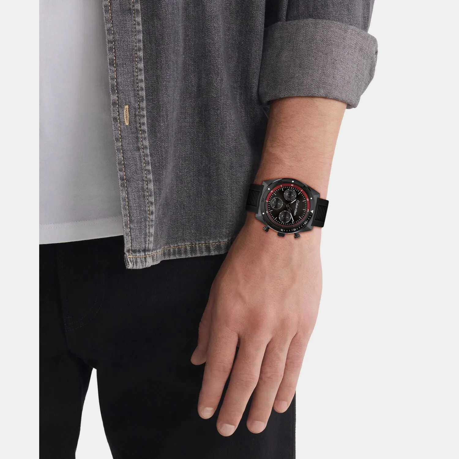 Men Quartz Black Dial Multi-Function Stainless Steel Watch 25200467