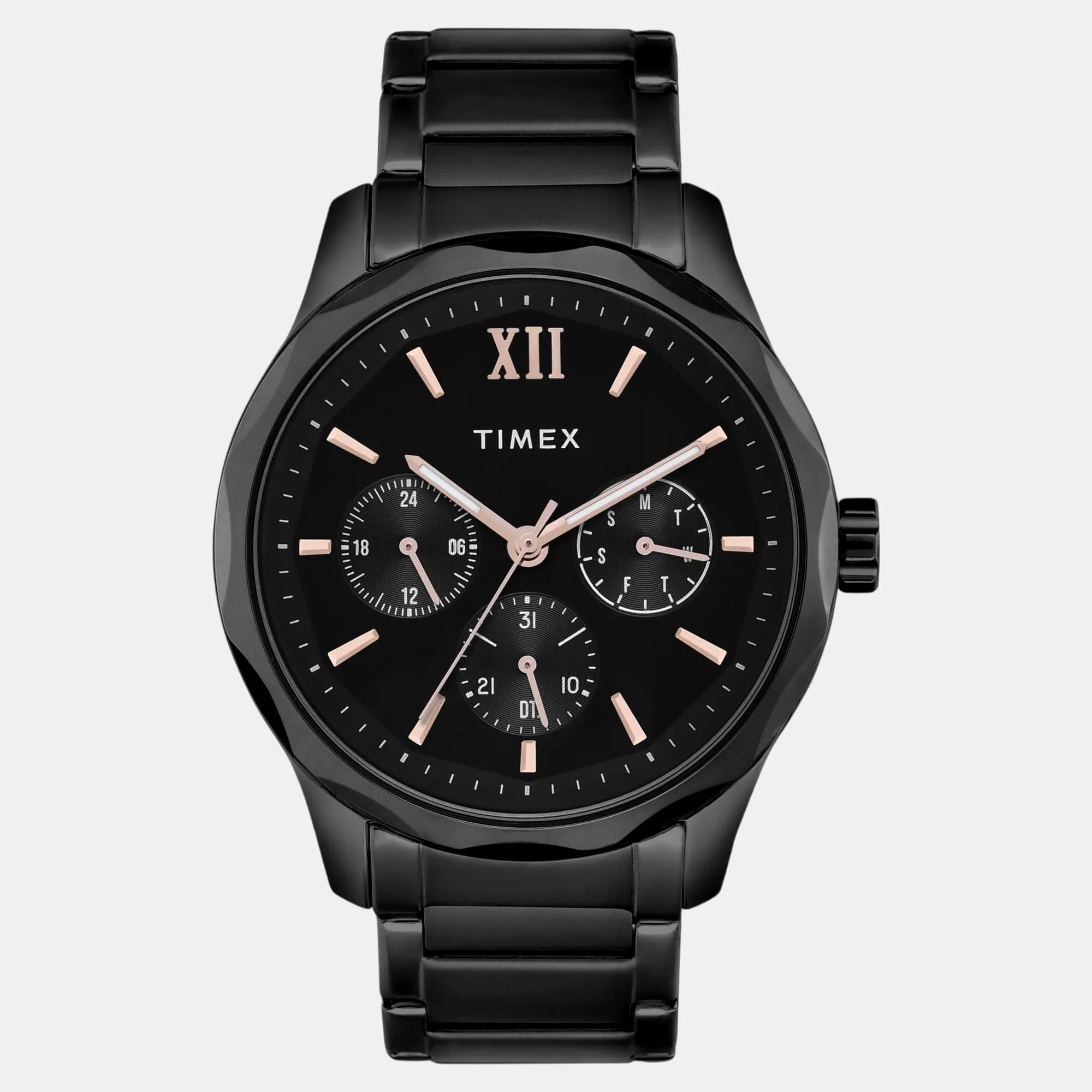 Men Quartz Black Dial Multi-Function Stainless Steel Watch TW0TG7625
