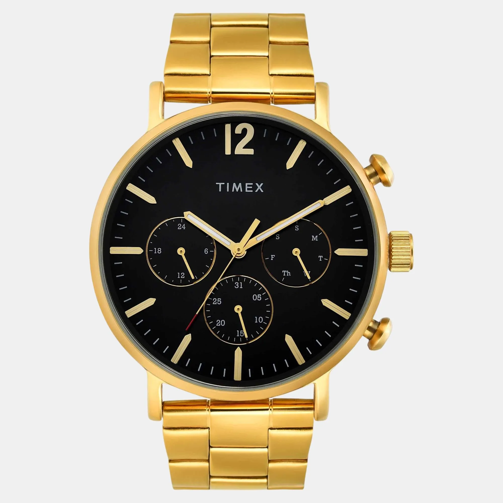 Men Quartz Black Dial Multi-Function Stainless Steel Watch TWEG20025