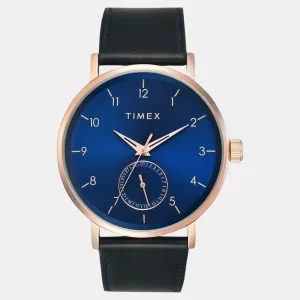 Men Quartz Blue Dial Analog Leather Watch TWEG20020