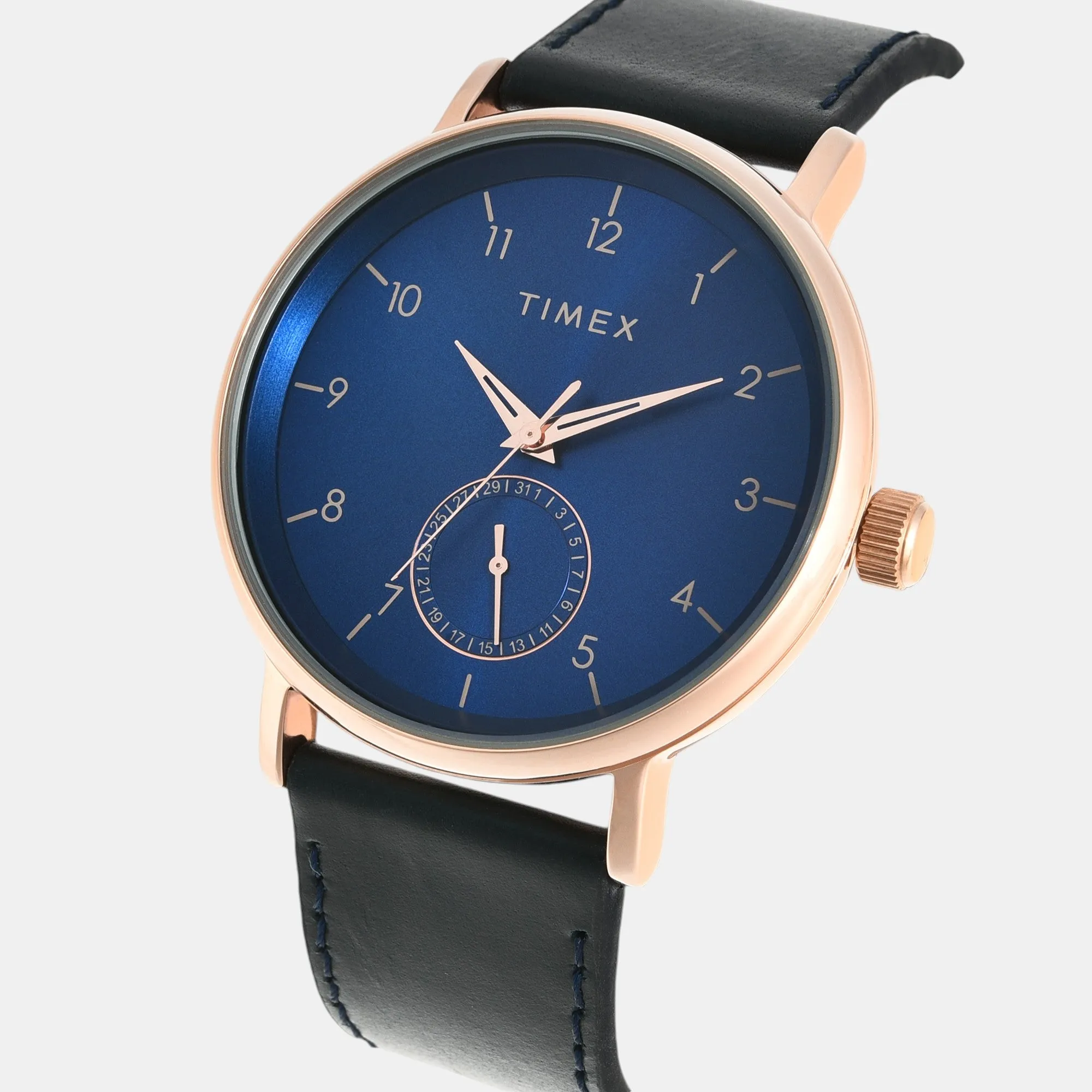 Men Quartz Blue Dial Analog Leather Watch TWEG20020