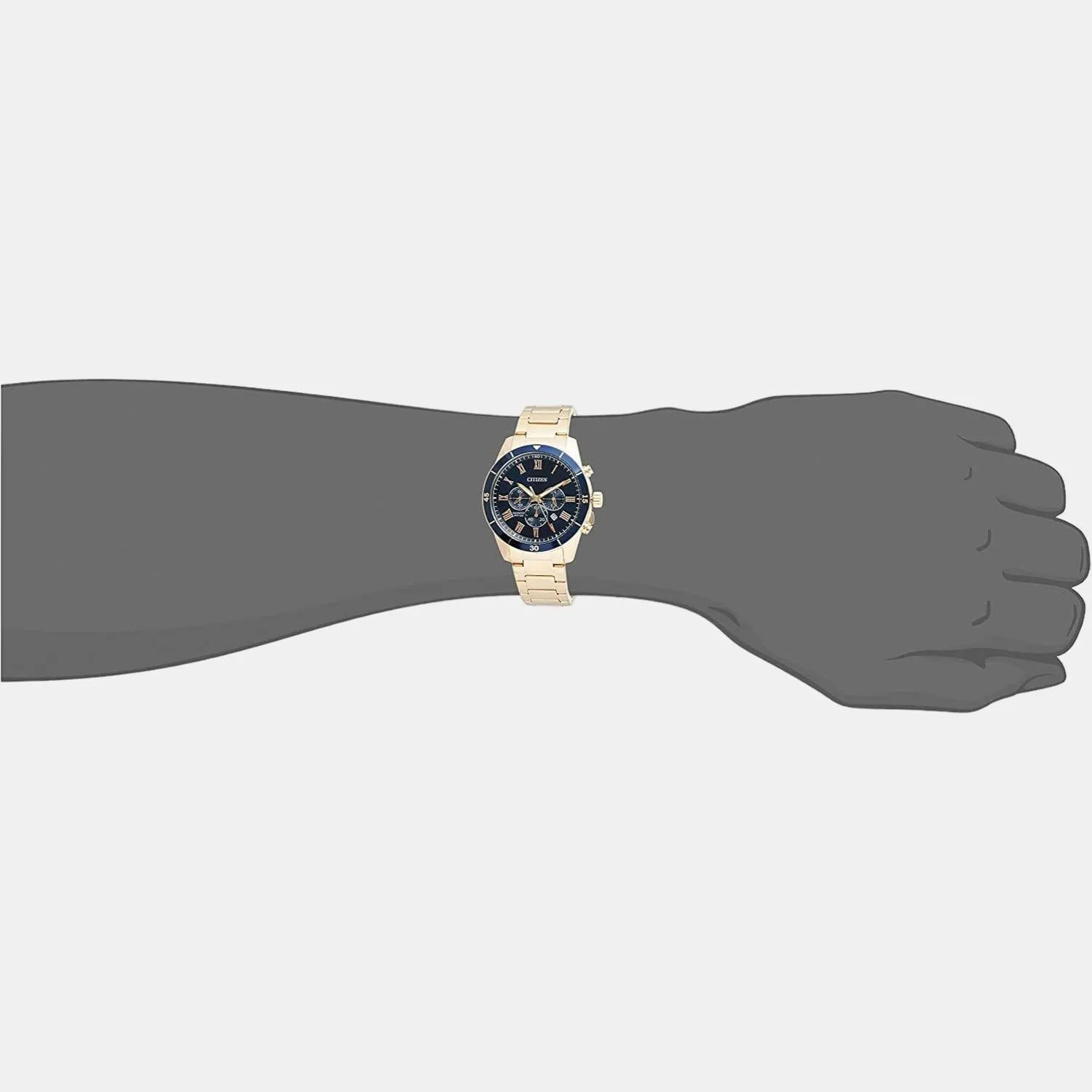 Men Quartz Blue Dial Chronograph Stainless Steel Watch AN8169-58L