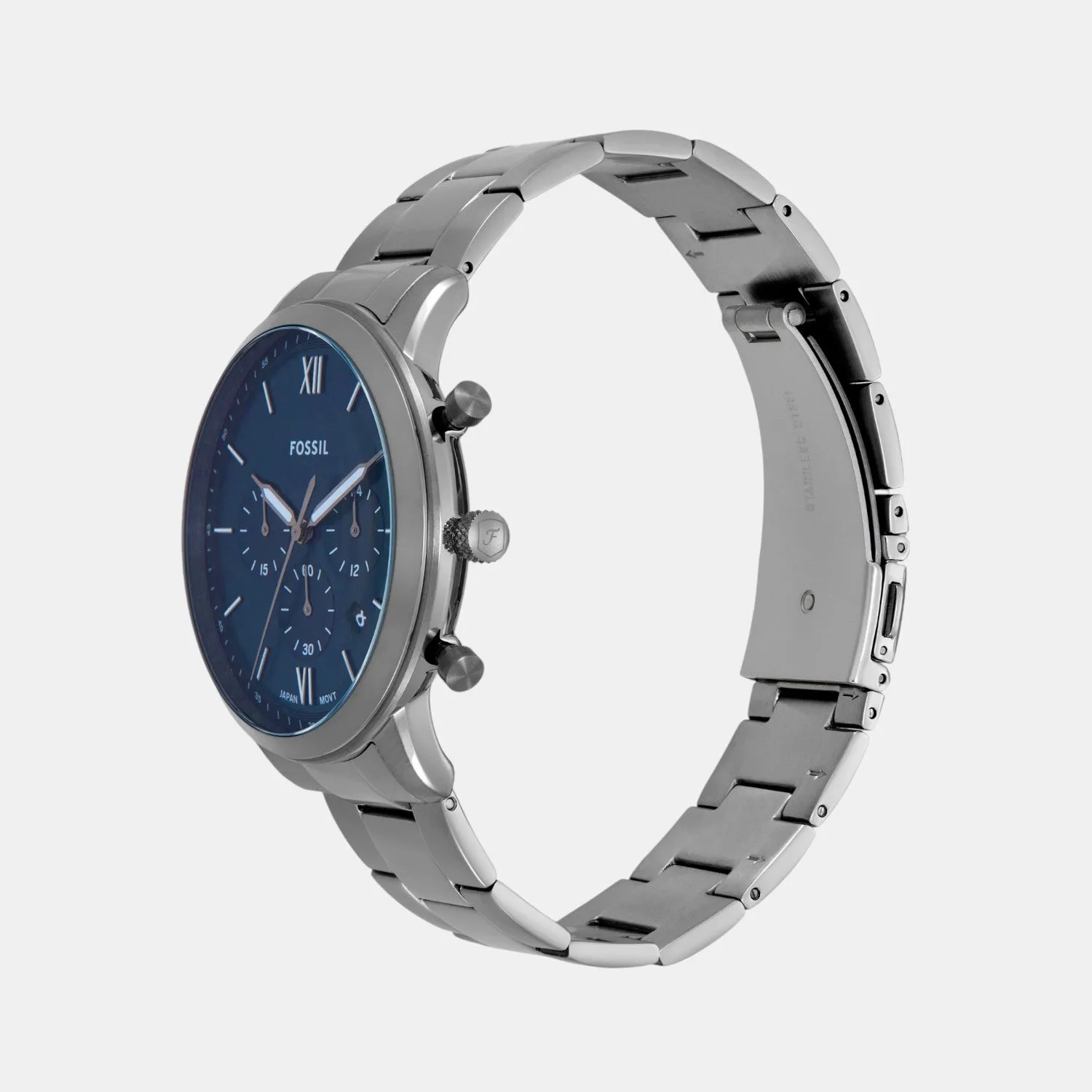 Men Quartz Blue Dial Chronograph Stainless Steel Watch FS6111