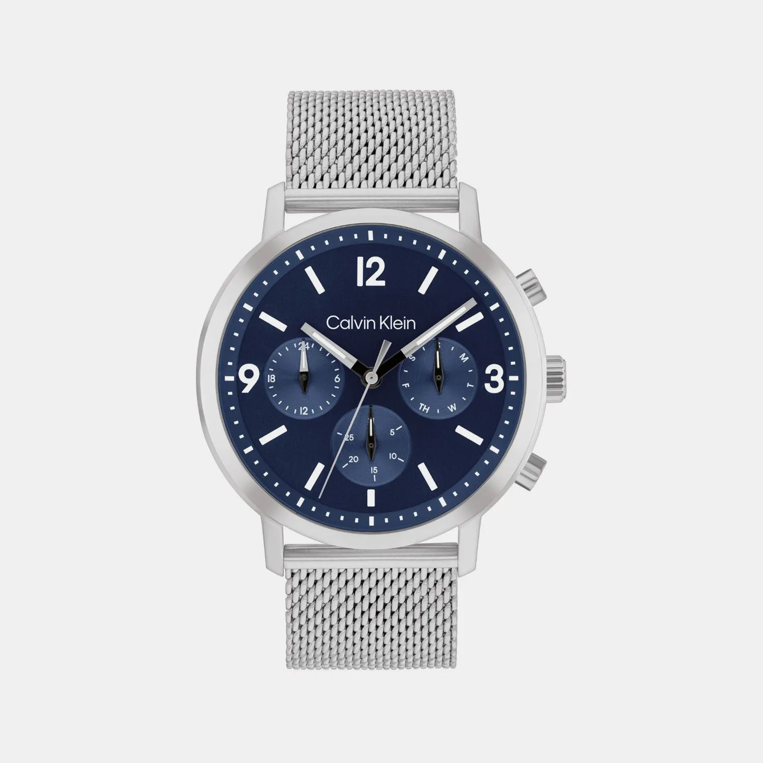 Men Quartz Blue Dial Multi-Function Stainless Steel Watch 25200438
