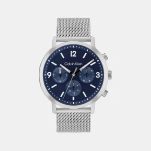 Men Quartz Blue Dial Multi-Function Stainless Steel Watch 25200438