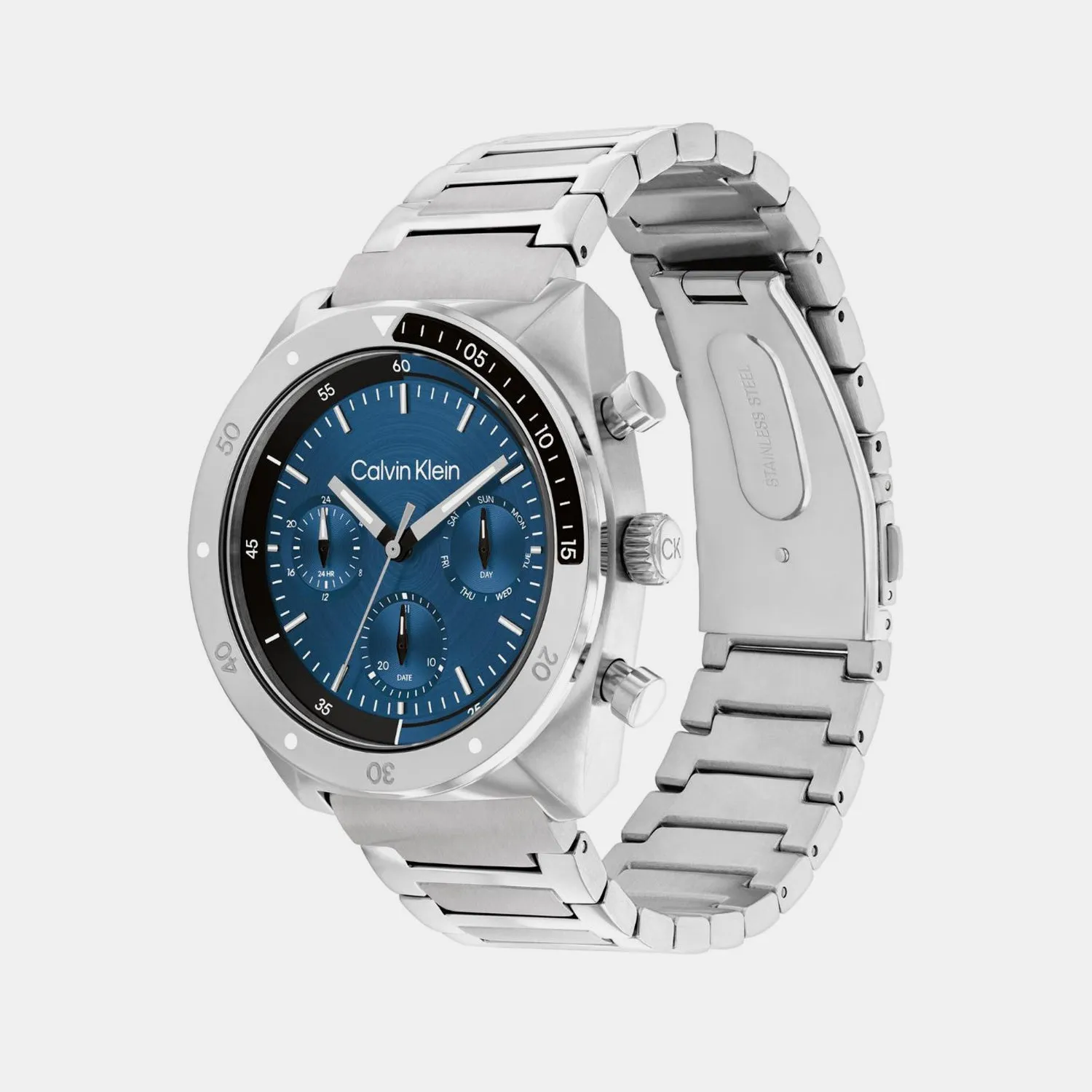 Men Quartz Blue Dial Multi-Function Stainless Steel Watch 25200464