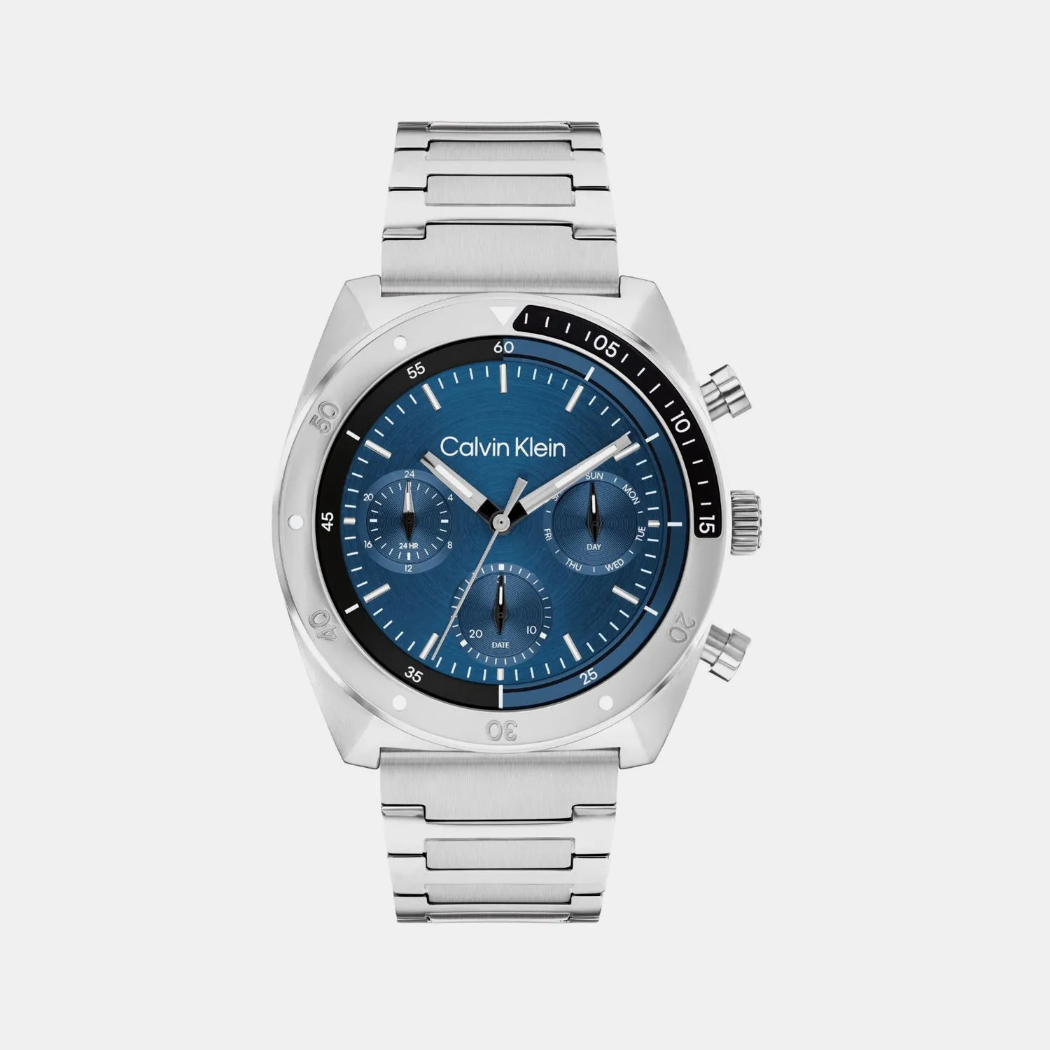 Men Quartz Blue Dial Multi-Function Stainless Steel Watch 25200464