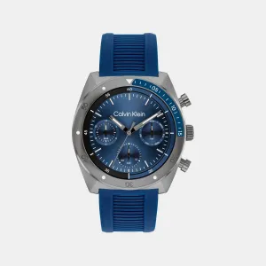 Men Quartz Blue Dial Multi-Function Stainless Steel Watch 25200468