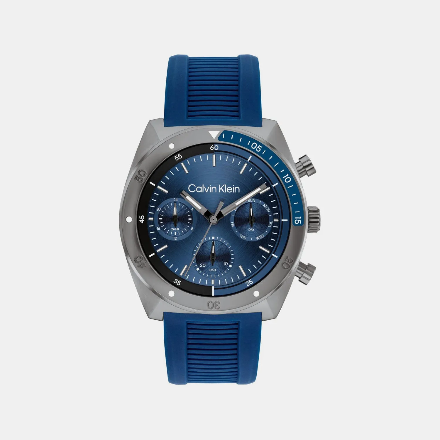 Men Quartz Blue Dial Multi-Function Stainless Steel Watch 25200468