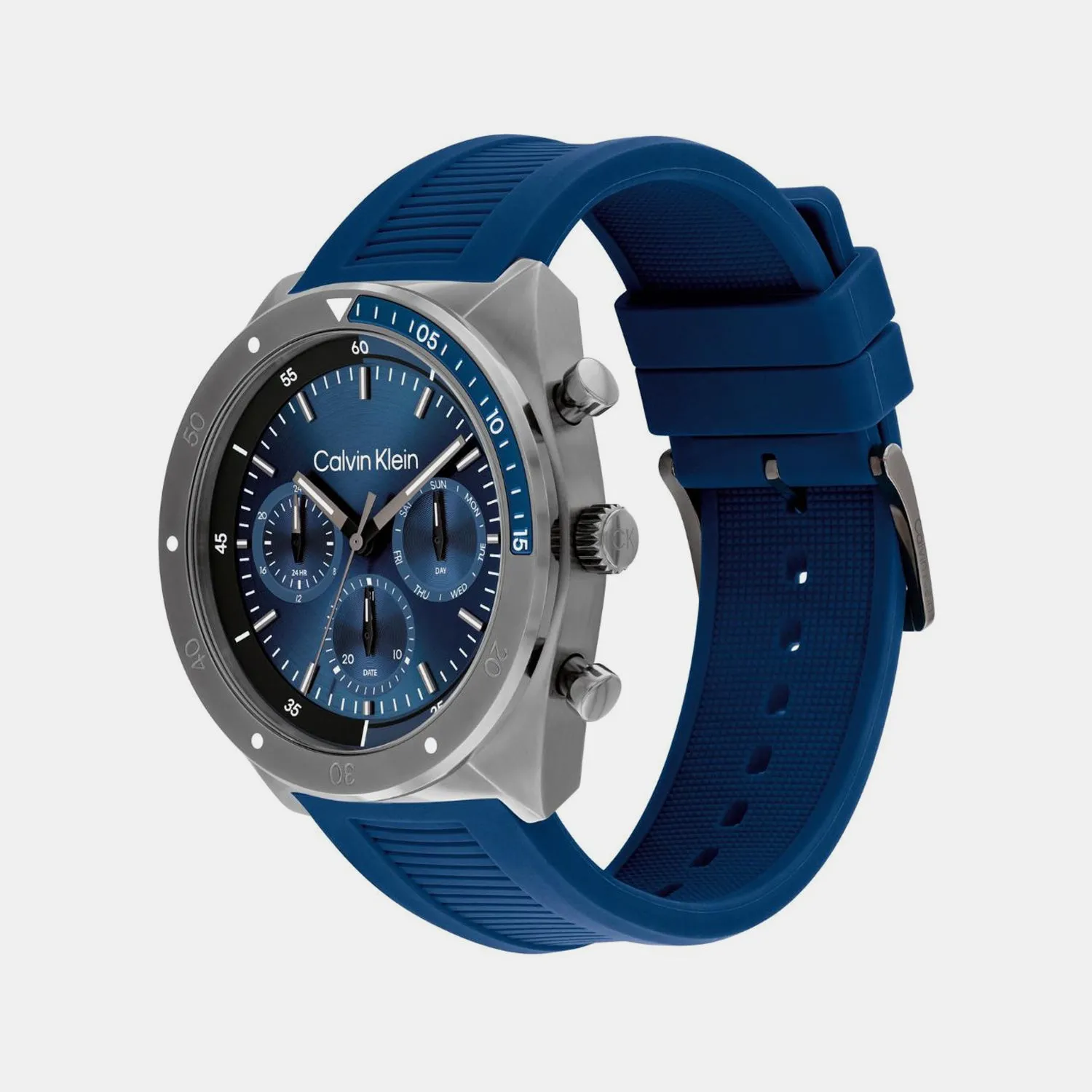 Men Quartz Blue Dial Multi-Function Stainless Steel Watch 25200468
