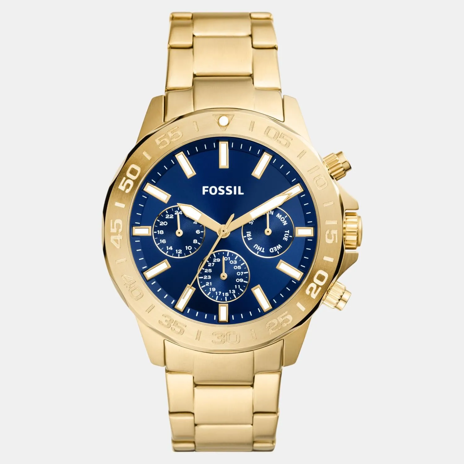 Men Quartz Blue Dial Multi-Function Stainless Steel Watch BQ2706