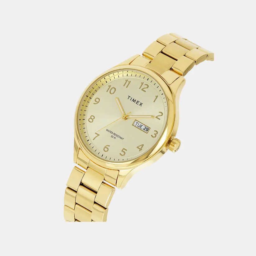 Men Quartz Champagne Dial Analog Stainless Steel Watch TWEG18442