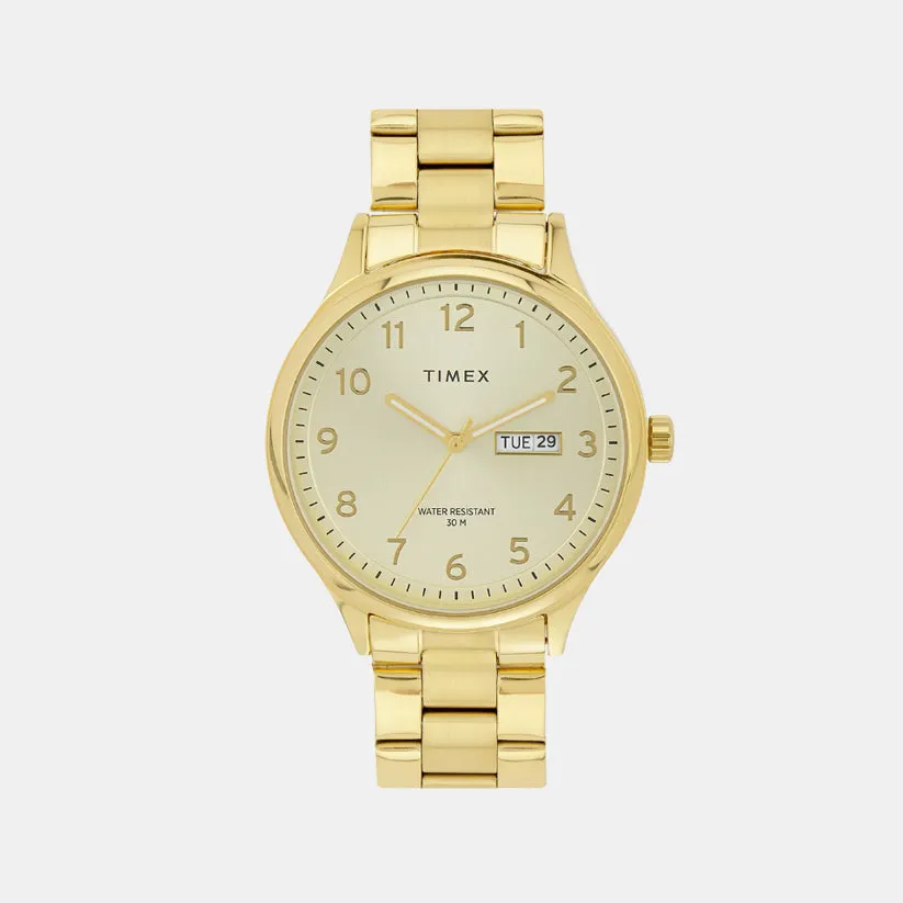 Men Quartz Champagne Dial Analog Stainless Steel Watch TWEG18442