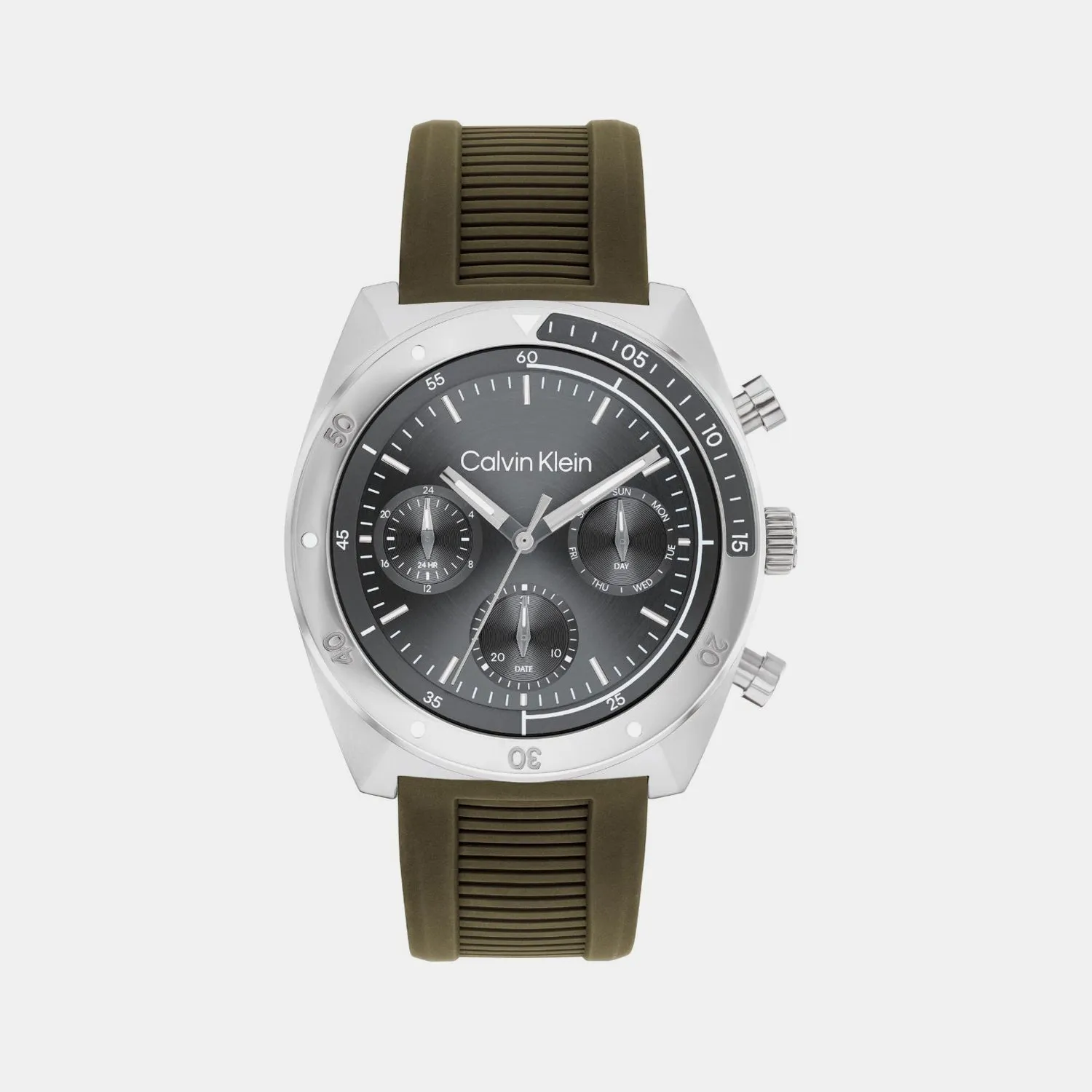 Men Quartz Cool Grey Dial Multi-Function Stainless Steel Watch 25200469