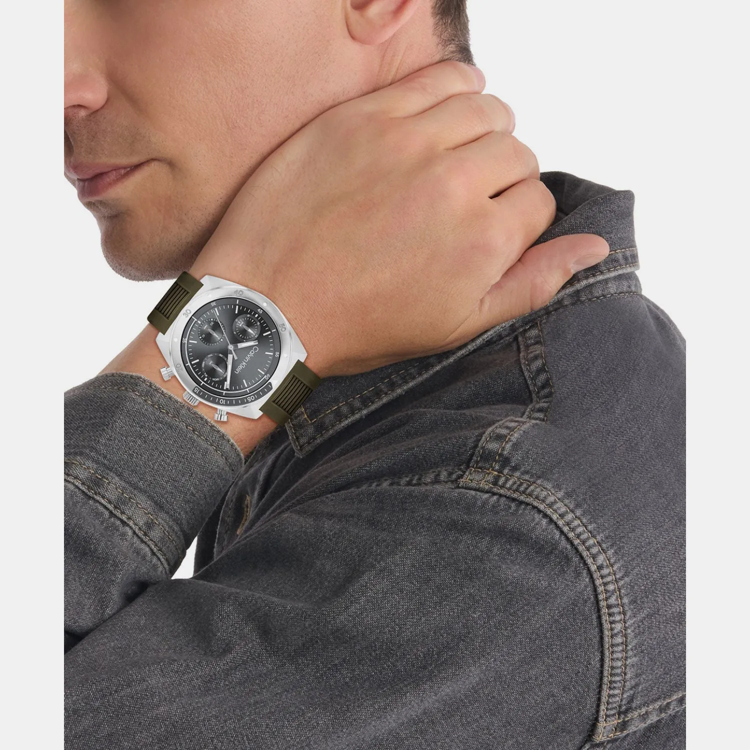 Men Quartz Cool Grey Dial Multi-Function Stainless Steel Watch 25200469