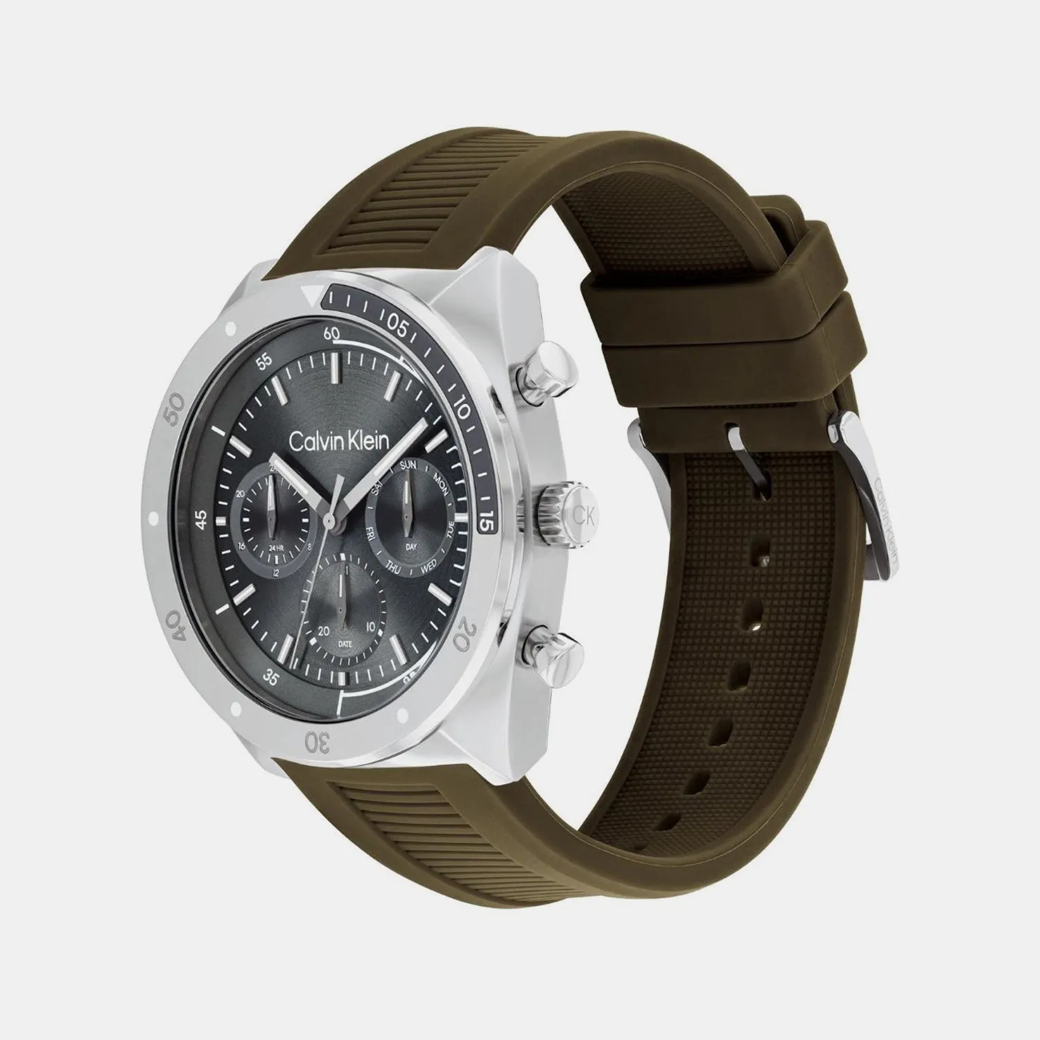 Men Quartz Cool Grey Dial Multi-Function Stainless Steel Watch 25200469