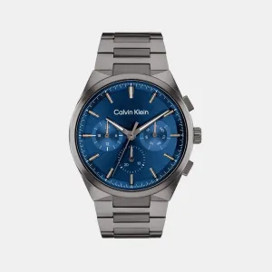 Men Quartz Dark Blue Dial Multi-Function Stainless Steel Watch 25200443