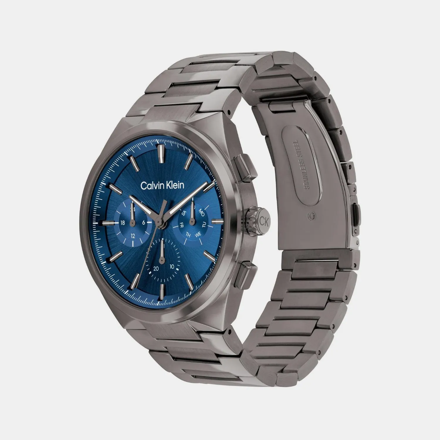 Men Quartz Dark Blue Dial Multi-Function Stainless Steel Watch 25200443