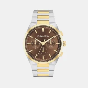 Men Quartz Dark Brown Dial Multi-Function Stainless Steel Watch 25200442