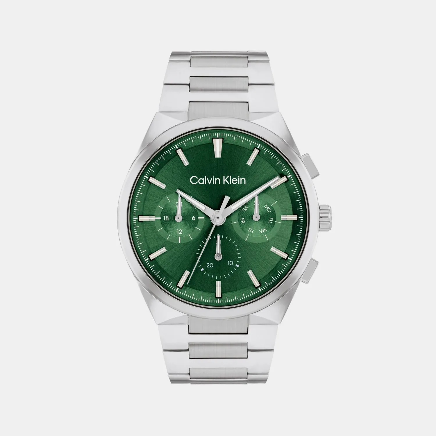 Men Quartz Dark Green Dial Multi-Function Stainless Steel Watch 25200441