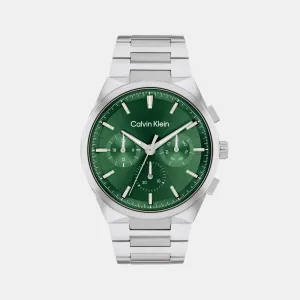 Men Quartz Dark Green Dial Multi-Function Stainless Steel Watch 25200441