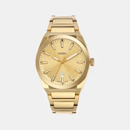 Men Quartz Date Gold Dial Analog Stainless Steel Watch FS5965