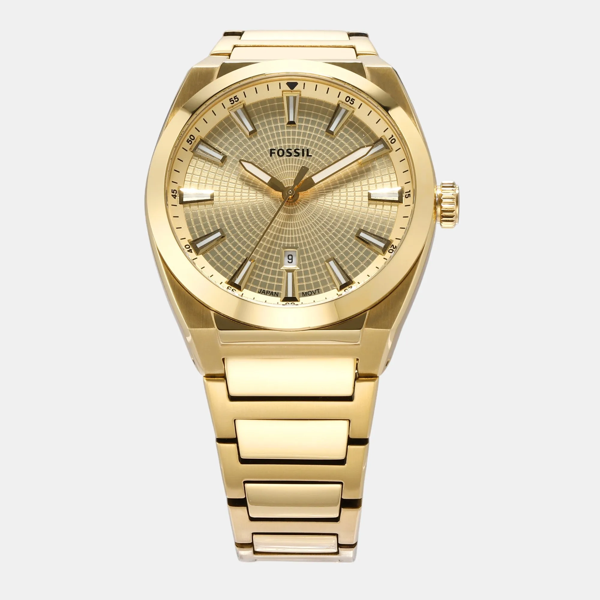 Men Quartz Date Gold Dial Analog Stainless Steel Watch FS5965